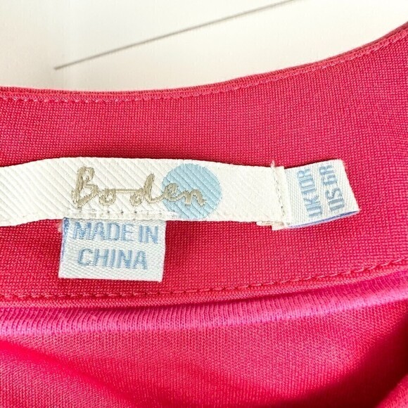 Boden Hera Ponte Knit Embroidered Dress Knee Length Cap Sleeve Coral Size 6 - Picture 9 of 9